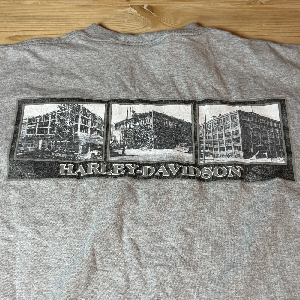 Harley Davidson 100th Anniversary T-Shirt Mens Small Gray Pocket Juneau Ave USA